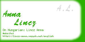 anna lincz business card